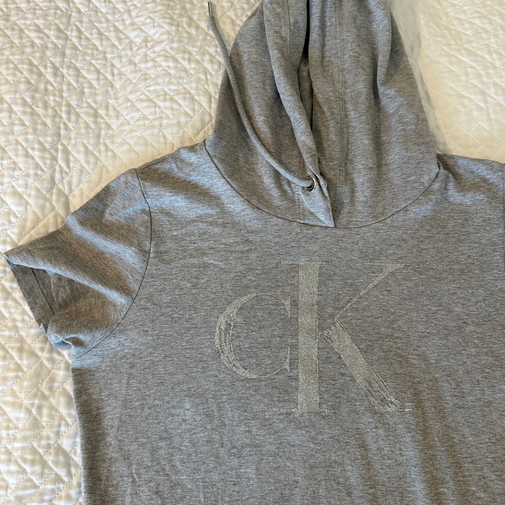Calvin Klein Gray Hoodie T-Shirt Dress